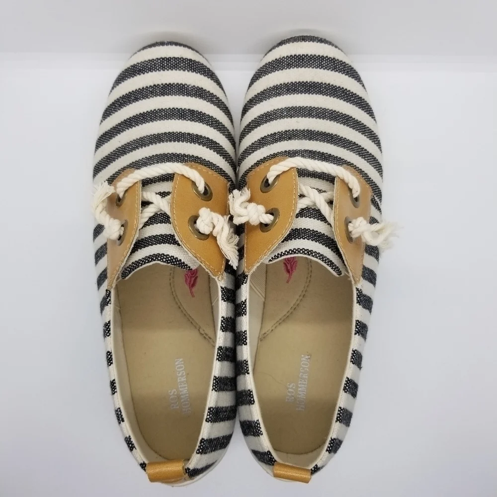 Ros Hommerson Calypso striped slip-on sneaker in black/cream size 9
